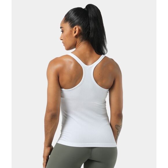 Halara Seamless Flow Padded Ribbed Knit Racerback Tank Top in White Size XS - Picture 1 of 8